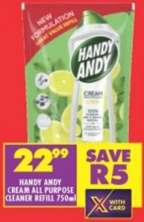 Shoprite HANDY ANDY CREAM ALL PURPOSE CLEANER REFILL 750ml offer