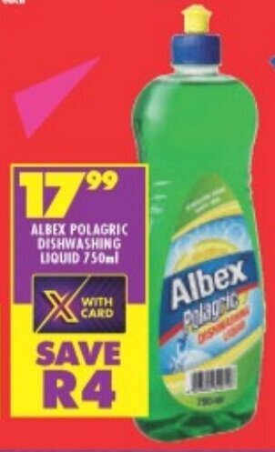 Shoprite ALBEX POLAGRIC DISHWASHING LIQUID 750ml offer