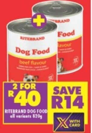 Shoprite RITEBRAND DOG FOOD all variants 320g offer