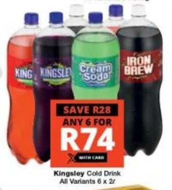 Checkers Kingsley Cold Drink All Variants 6 x 2L offer