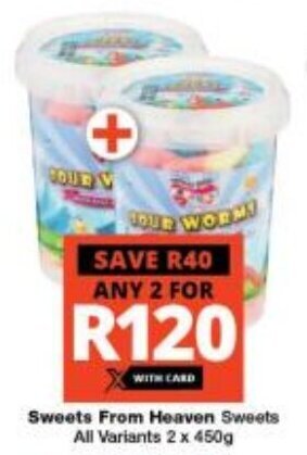 Sweets From Heaven Sweets All Variants 2 x 450g offer at Checkers