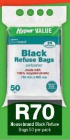 Checkers Housebrand Black Refuse Bags 50 per pack offer