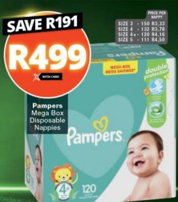 Pampers Mega Box Disposable Nappies offer at Checkers