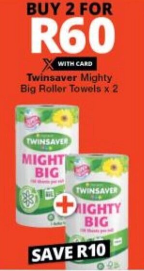 Checkers Twinsaver Mighty Big Roller Towels x 2 offer