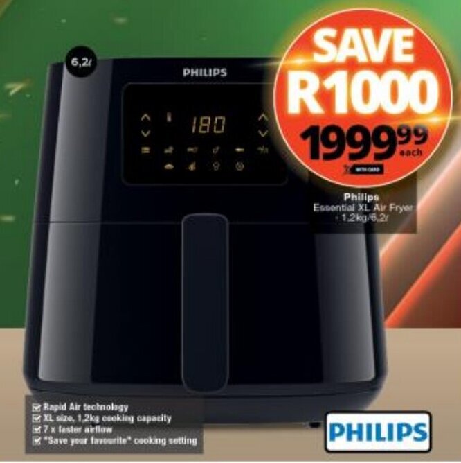 Philips Essential XL Air Fryer 1.2kg/6,2L offer at Checkers