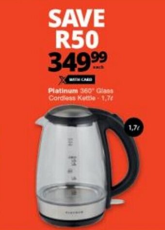 Checkers Platinum 360° Glass Cordless Kettle-1,7L offer