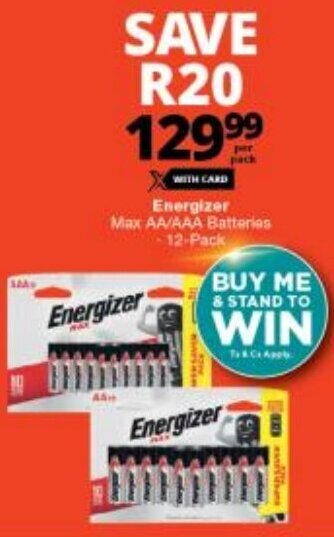 Checkers Energizer Max AA/AAA Batteries 12-Pack offer