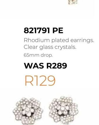 Honey Fashion Accessories Rhodium plated earrings. clear glass crystals offer