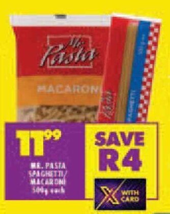 Shoprite MR. PASTA SPAGHETTI/MACARONI 500g each offer