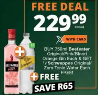 Beefeater Gin 750ml + Schweppes Tonic Water 1L: