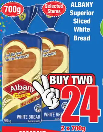 Boxer Superstores Albany Superior Sliced White Bread 2x700g offer