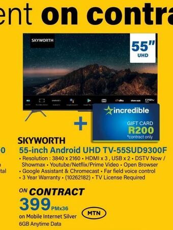 Incredible Connection Android tv skyworth offer