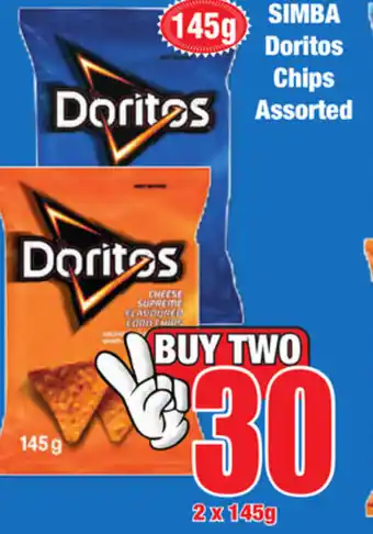 Boxer Superstores Simba Doritos Chips Assorted 2x145g offer