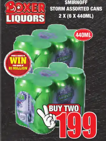 Boxer Superstores Smirnoff Storm Assorted Cans 2x(6x440ml) offer
