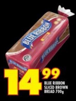Shoprite BLUE RIBBON SLICED BROWN BREAD 700g offer