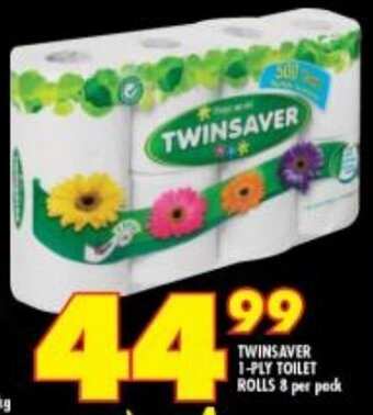 Shoprite TWINSAVER 1-PLY TOILET ROLLS 8 per pack offer