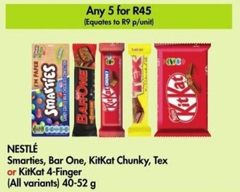 Makro NESTLÉ Smarties, Bar One, KitKat Chunky, Tex or KitKat 4-Finger (All variants) 40-52 g offer