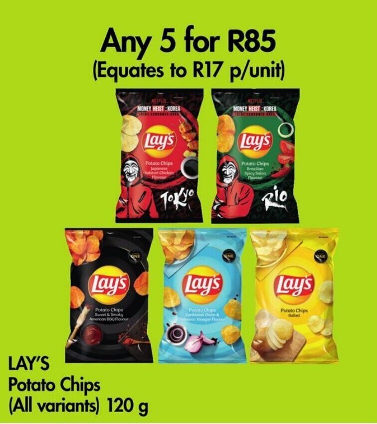 Lay's Potato Chips (All variants) 120g offer at Makro
