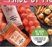 Food Lover's Market 1x Potato Pocket 7kg, 1x Onion Pocket 7kg & 1x Carrot Bag 3kg Combo offer