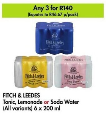 Makro Filch & Leedes Tonic, Lemonade or Soda Water (All variants) 6 x 200 ml offer