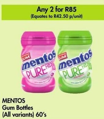 Makro MENTOS Gum Bottles (All variants) 60's offer