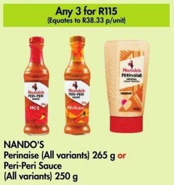 Makro NANDO'S Perinaise (All variants) 265 g or Peri-Peri Sauce (All variants) 250 g offer