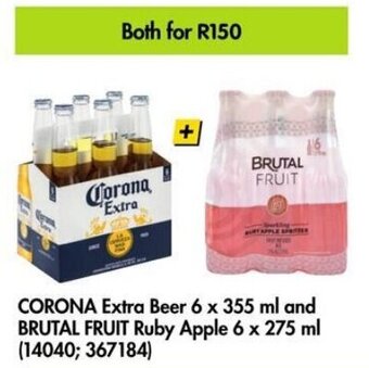 Makro CORONA Extra Beer 6 x 355 ml and BRUTAL FRUIT Ruby Apple 6 x 275 ml (14040; 367184) offer
