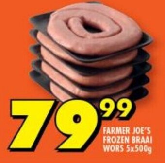 Shoprite FARMER JOE'S FROZEN BRAAI WORS 5x500g offer