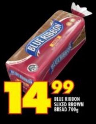Shoprite BLUE RIBBON SLICED BROWN BREAD 700g offer