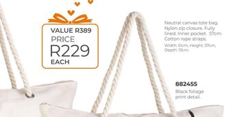 Honey Fashion Accessories Neutral canvas tote bag offer