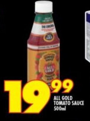 Shoprite ALL GOLD TOMATO SAUCE 500ml offer