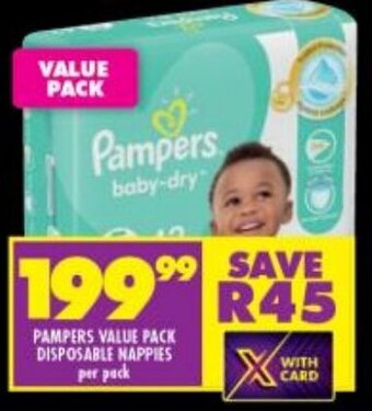 Shoprite PAMPERS VALUE PACK DISPOSABLE NAPPIES per pack offer