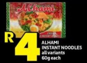 Shoprite ALHAMI INSTANT NOODLES all variants 60g each offer