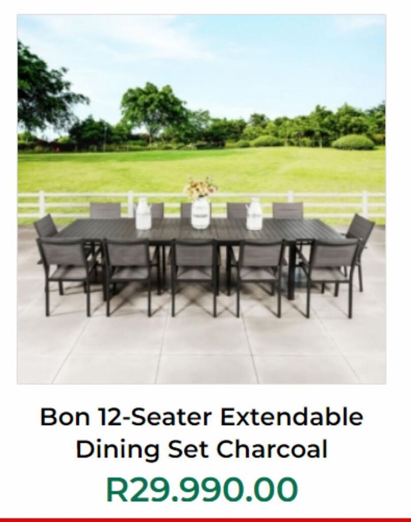 Dining set charcoal offer at Patio Warehouse