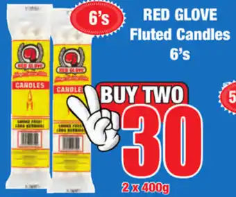 Boxer Superstores Red Glove Fluted Candles 6's 2x400g offer