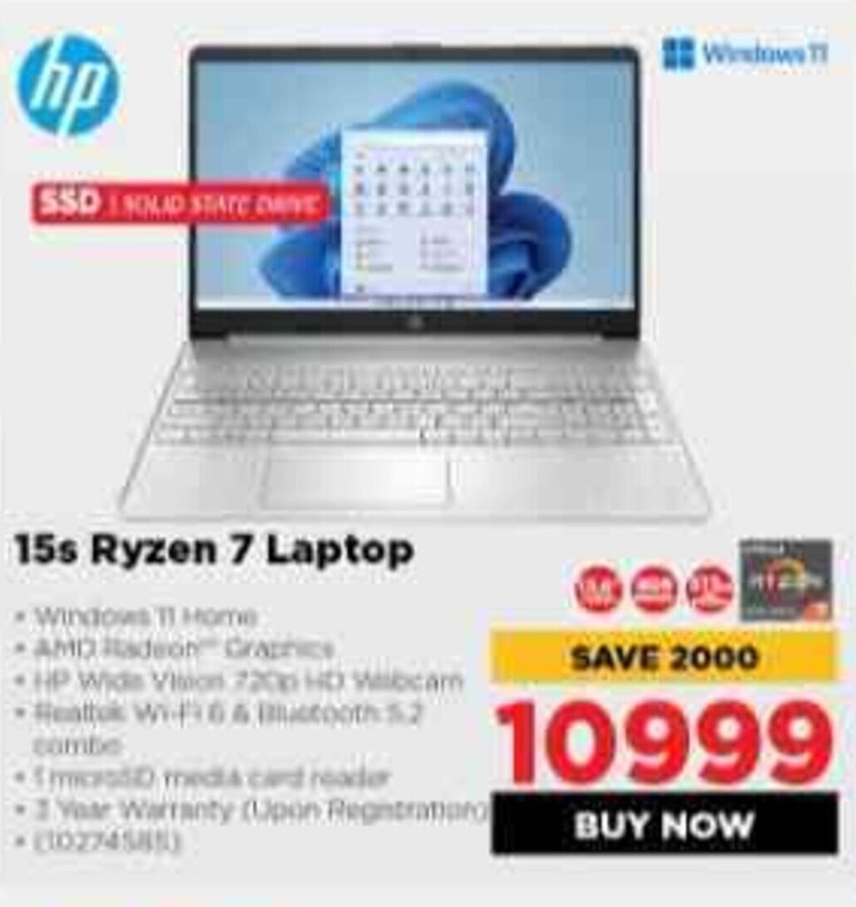 hp 15s Ryzen 7 Laptop offer at HiFi Corp