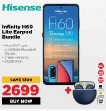 HiFi Corp Hisense Infinity H60 Lite Earpod Bundle offer