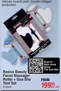 Dis-Chem Basics beauty facial massager roller + gua sha tool set (2 piece)-per set offer
