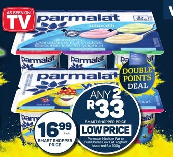 Pick n Pay Parmalat Medium Fat or YumChums Low Fat Yoghurt Assorted 6x 100g offer