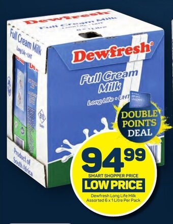 Pick n Pay Dewfresh Long Life Milk Assorted 6 x 1 Litre Per Pack offer