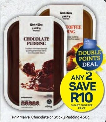 Pick n Pay PnP Malva, Chocolate or Sticky Pudding 450g offer