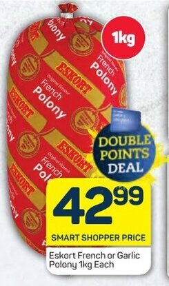 Pick n Pay Eskort French or Garlic Polony 1kg Each offer