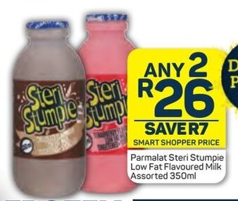Pick n Pay Parmalat Steri Stumpie Low Fat Flavoured Milk Assorted 350ml offer
