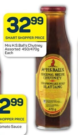 Pick n Pay Mrs H.S.Ball's Chutney Assorted 450/470g Each offer