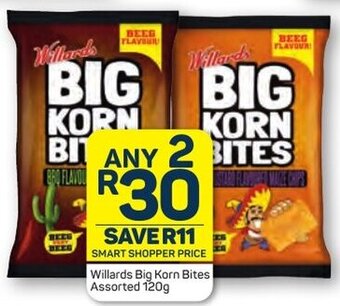 Pick n Pay Willards Big Korn Bites Assorted 120g offer