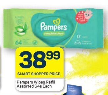 Pampers Wipes Refill Assorted 64s Each offer at Pick n Pay
