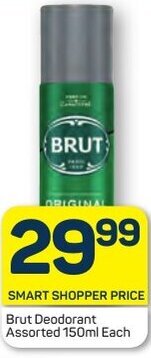 Pick n Pay Brut Deodorant Assorted 150ml Each offer