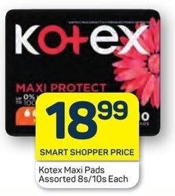 Pick n Pay Kotex Maxi Pads Assorted 8s/10s Each offer