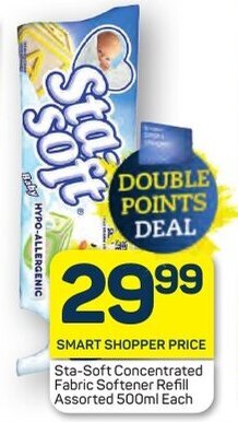 Pick n Pay Sta-Soft Concentrated Fabric Softener Refill Assorted 500ml Each offer