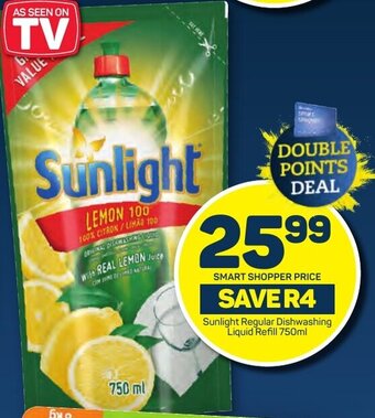Pick n Pay Sunlight Regular Dishwashi ng Liquid Refill 750ml offer